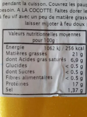 Lista de ingredientes del producto Paupiettes de dinde Autour de lise 520 g