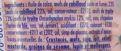 Lista de ingredientes del producto Tarama aux Œufs de Truite Blini 154 g