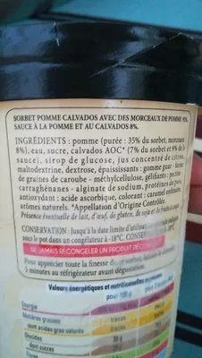 Lista de ingredientes del producto POMME CALVADOS Thiriet 