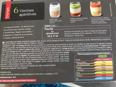 Lista de ingredientes del producto 6 Verrines apéritives Thiriet 195 g