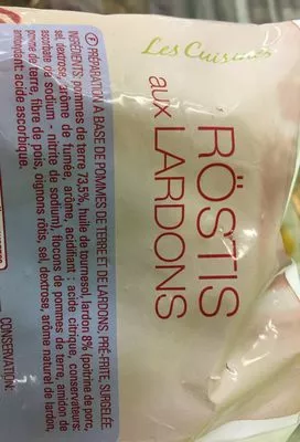 Lista de ingredientes del producto Röstis aux lardons Thiriet 