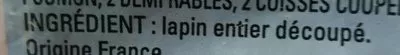 Lista de ingredientes del producto Lapin entier découpé Thiriet 