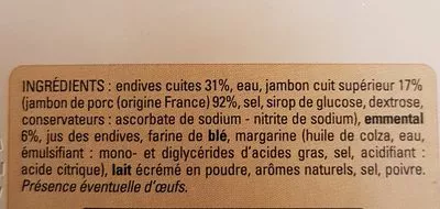 Lista de ingredientes del producto Endives au jambon Thiriet 350g