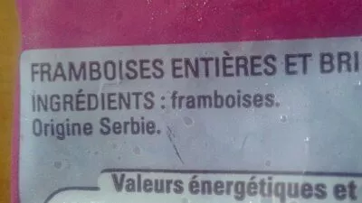 Lista de ingredientes del producto Framboises entières et brisees Thiriet 1kg