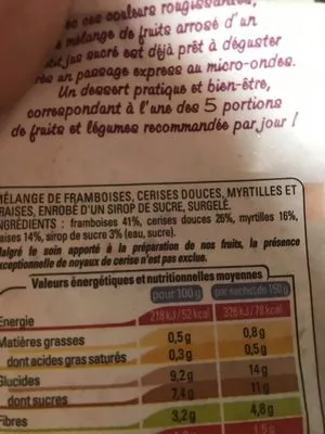 Lista de ingredientes del producto fruit rouge surgelé thiriet 