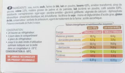 Lista de ingredientes del producto 4 éclairs au café Thiriet 4 unités