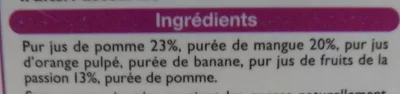 Lista de ingredientes del producto Smoothie Mangue Fruit de la passion Leader Price 750 ml