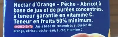 Lista de ingredientes del producto Le nectar orange peche abricot Réa 