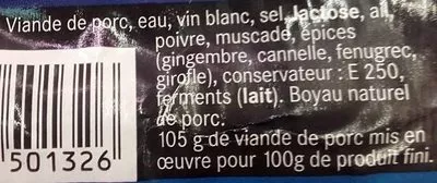 Lista de ingredientes del producto Diots Mossieur polette 360 g