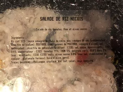 Lista de ingredientes del producto Salade de riz  