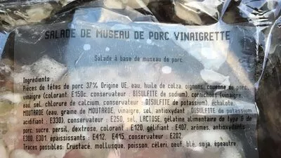 Lista de ingredientes del producto Salade de museau de porc vinaigrette  