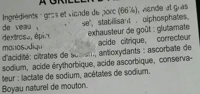 Lista de ingredientes del producto Saucisse Blanche Pochée à Griller Tempé 300 g