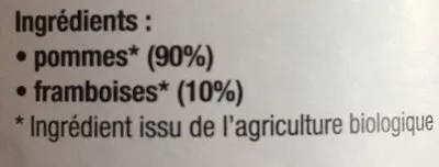 Lista de ingredientes del producto Jus Pommes Framboises Coteaux nantais 