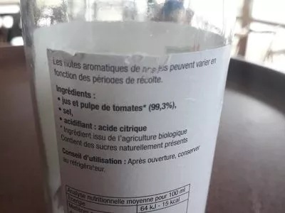 Lista de ingredientes del producto Jus de tomate coteaux nantais Côteaux Nantais 