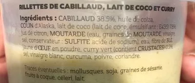 Lista de ingredientes del producto Rillettes de cabillaud  