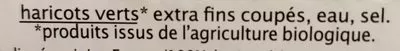 Lista de ingredientes del producto Haricots verts extra fins coupés bio Jardin Bio, LEA Nature 660 g