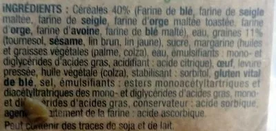 Lista de ingredientes del producto Navettes Briochées aux Multi-Céréales Biscuiterie Castellane 