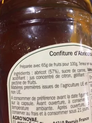 Lista de ingredientes del producto Confiture d abricot Les Comtes De Provence 750 g