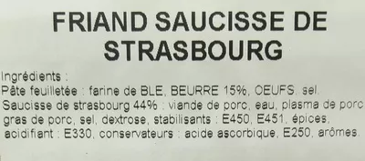 Lista de ingredientes del producto Friand Strasbourg Randy 180 g (x 2)