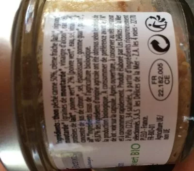 Lista de ingredientes del producto Rillettes de thon au poivre vert bio Pêcheurs Bretons 100 g