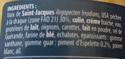 Lista de ingredientes del producto Rillettes de Saint Jacques au piment d'Espelette L'Ile Bleue 