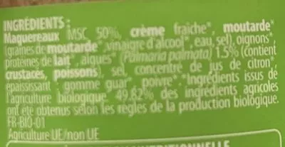 Lista de ingredientes del producto Rillettes de maquereau aux algues bio L'Ile Bleue 