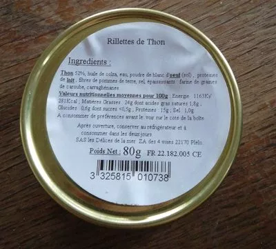 Lista de ingredientes del producto Rillettes de thon  