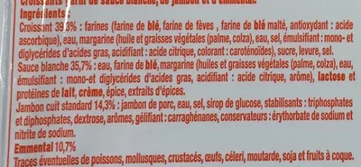 Lista de ingredientes del producto 2 Croissants au jambon Carrefour Discount 2 * 140 g (280 g)