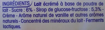 Lista de ingredientes del producto P'tit Yop, Goût Vanille (Offre €co) Yoplait 720 g (4 x 180 g)