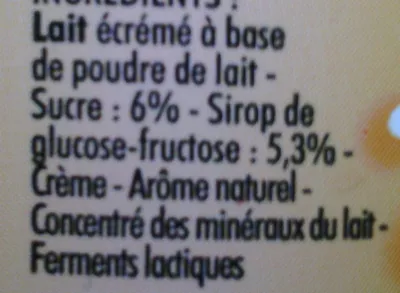 Lista de ingredientes del producto Yop, Parfum Ananas-Pêche-Céréales Yoplait, Yop 850 g