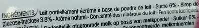 Lista de ingredientes del producto Yop, Parfum Framboise Yoplait, Yop 850 g