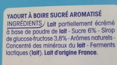 Lista de ingredientes del producto P’tit Yop framboise Yoplait 600 g (6 * 100 g)