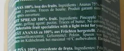 Lista de ingredientes del producto Ananas cuit au chaudron Lucien Georgelin 300 g