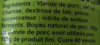 Lista de ingredientes del producto Saucisse de Morteau Jean louis amiotte, Jean-Louis Amiotte 350 g