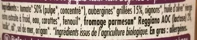 Lista de ingredientes del producto Ma sauce tomate aubergines et parmesan ProSain 200 g