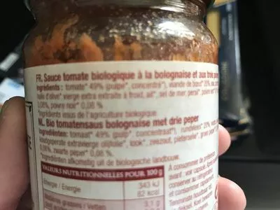 Lista de ingredientes del producto Sauce Bolognaise Aux Trois Poivres Prosain 