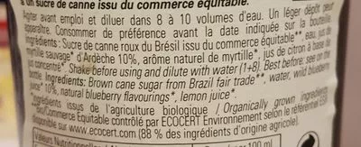 Lista de ingredientes del producto Sirop de myrtille Bigallet 