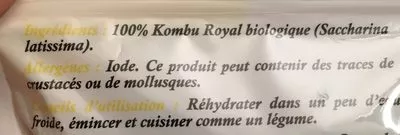 Lista de ingredientes del producto Kombu royal Algues Alimentaires 