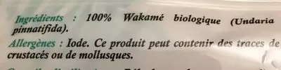 Lista de ingredientes del producto Wakamé bio Algues Alimentaires 