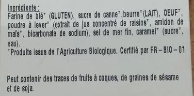 Lista de ingredientes del producto Galette sablée nature BIO 350g avec fève BPA 350 g