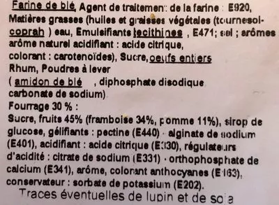 Lista de ingredientes del producto 1/2 gâteau basque framboise Maïtetxu 500 g