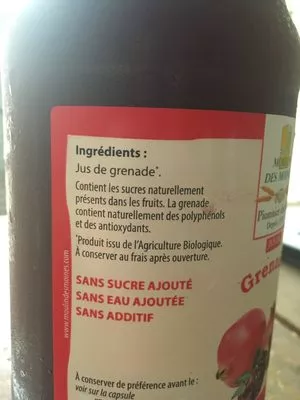 Lista de ingredientes del producto Pur Jus De Grenade Moulin des moines 