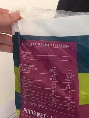 Lista de ingredientes del producto Brocoli en fleurettes monoprix 1 kg