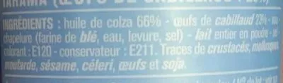 Lista de ingredientes del producto Tarama aux œufs de Cabillaud Monoprix 100 g