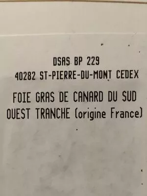 Lista de ingredientes del producto Foie gras de canard du Sud-Ouest cru Monoprix Gourmet, Monoprix 200 g