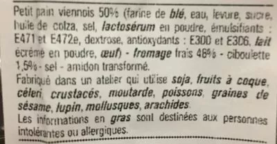 Lista de ingredientes del producto Le Petit Viennois Fromage Frais à la ciboulette monop'daily 105 g