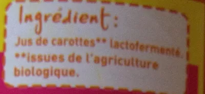 Lista de ingredientes del producto 100% Pur Jus Carotte Monoprix Bio, Monoprix 1 L