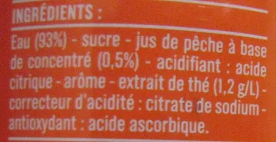 Lista de ingredientes del producto Thé glacé Saveur Pêche Monoprix 50 cl