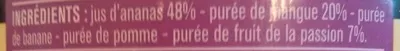 Lista de ingredientes del producto Smoothie Ananas Mangue Passion Monoprix 50cl