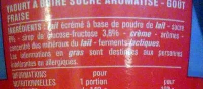 Lista de ingredientes del producto Yaourt saveur fraise Monoprix 850 g